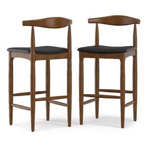 Molly  29 inch Bar Stool in Black Vegan Faux Leather & Fully Assembled