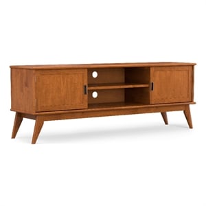 Draper SOLID HARDWOOD 72&quotWide Mid Century Modern TV Media Stand in Teak Brown