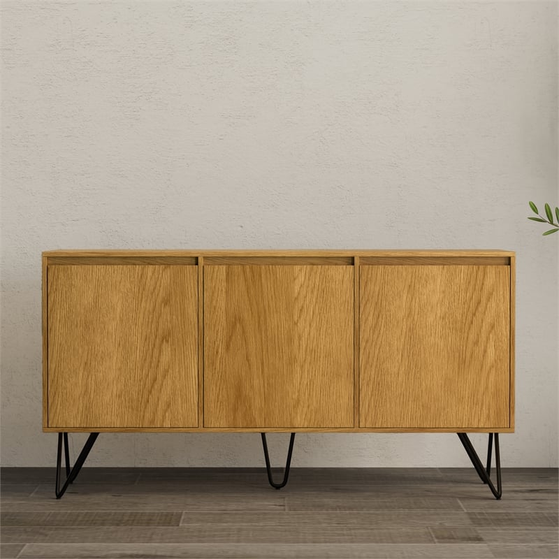 Hunter 60 inch x 18 inch Rectangle Industrial Sideboard Buffet in Oak Veneer