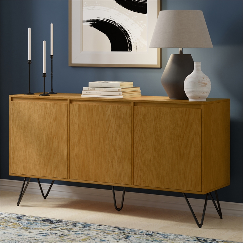 Hunter 60 inch x 18 inch Rectangle Industrial Sideboard Buffet in Oak Veneer
