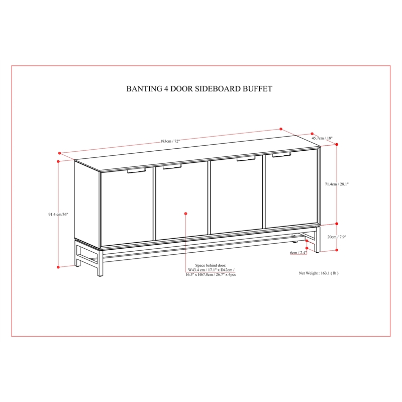 Banting SOLID WOOD & Metal 72x18