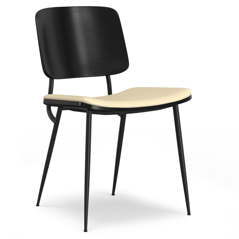 Hayley  Modern Urban Dining Chair (Set of 2) in Cream Vegan Faux Leather