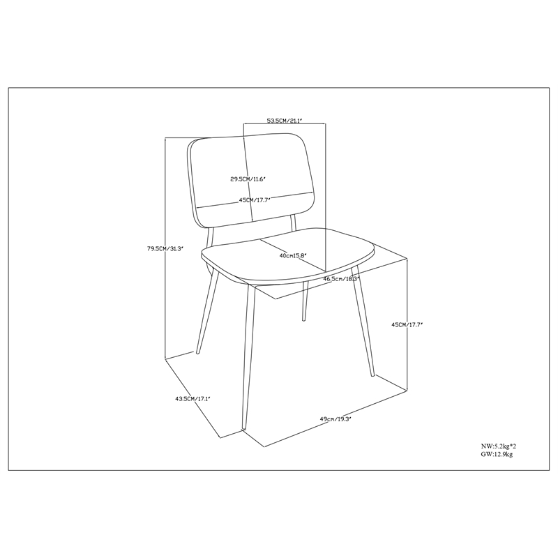 Hayley  Modern Urban Dining Chair (Set of 2) in Cream Vegan Faux Leather