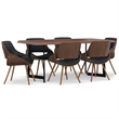 Malden Modern 7Pc Dining Set with 6 Chairs in Black faux leather & 72