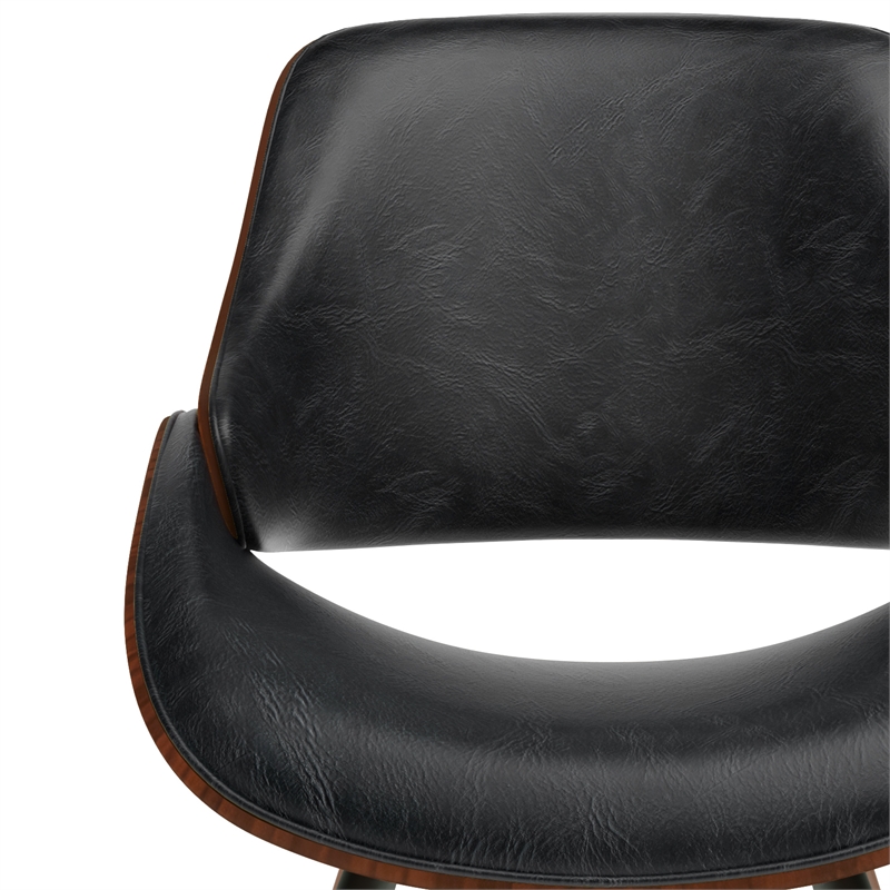Malden Modern 7Pc Dining Set with 6 Chairs in Black faux leather & 72