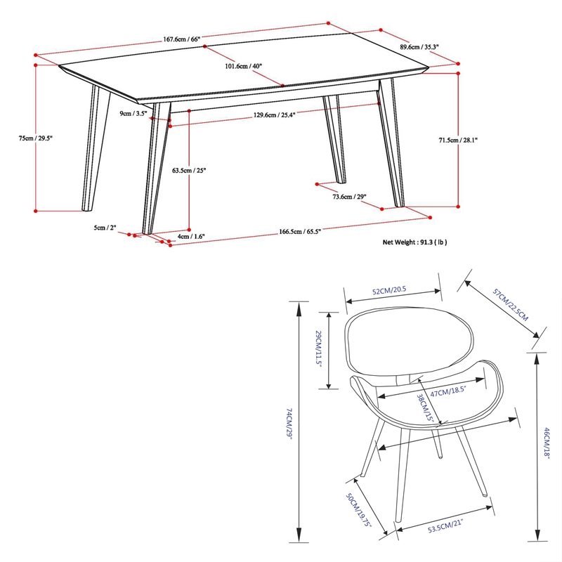 Marana / Draper Modern 5 Pc Dining Set with 4 Chairs in Gray fabric & 66