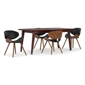 Marana/Draper 5 Pc Dining Set with 4 Chairs in Black Faux Leather & 66&quot Table