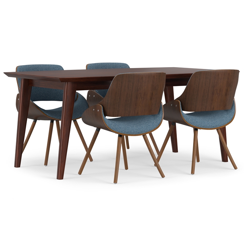 Malden/Draper Modern 5Pc Dining Set with Bench with 4Chairs in Blue & 66