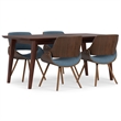 Malden/Draper Modern 5Pc Dining Set with Bench with 4Chairs in Blue & 66