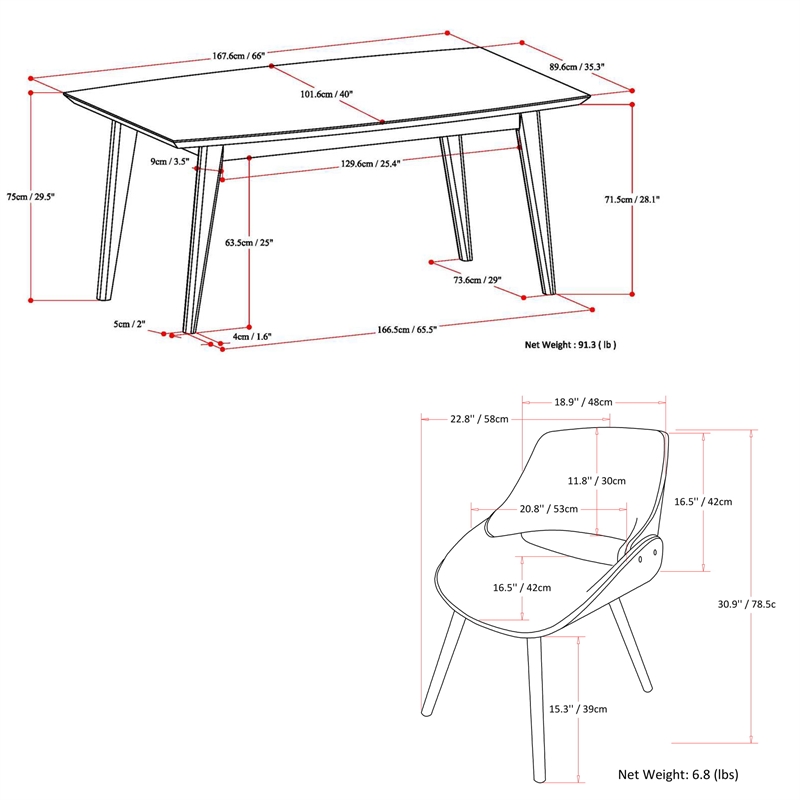Malden/Draper Modern 5Pc Dining Set with Bench with 4Chairs in Blue & 66