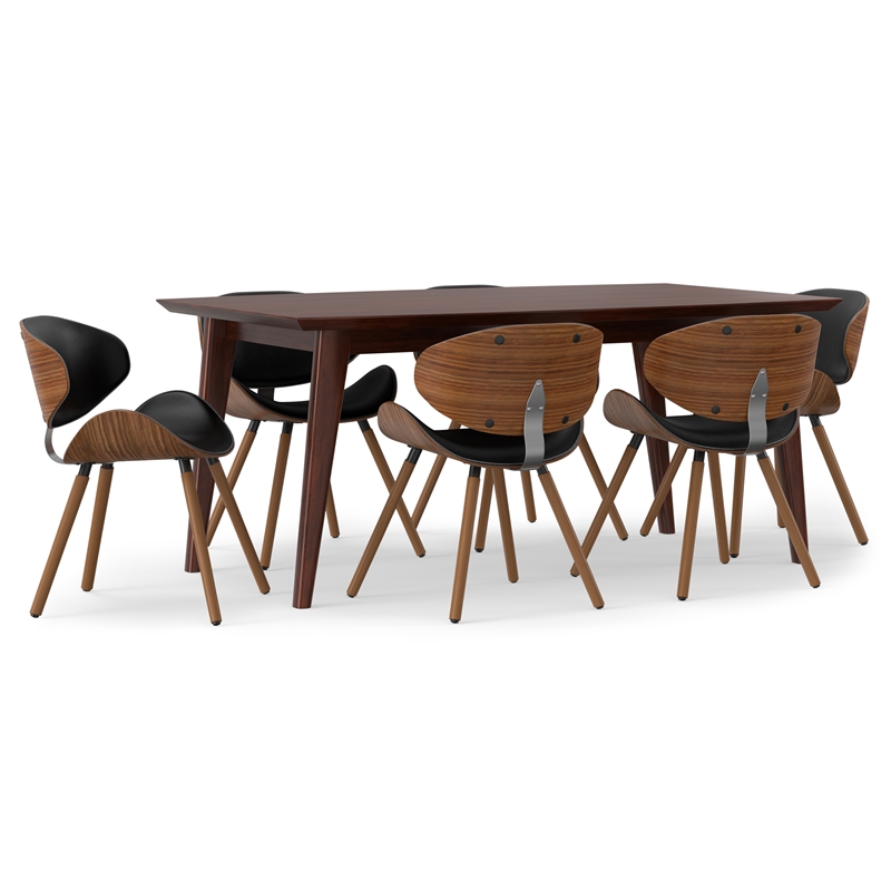 Marana/Draper Modern 7Pc Dining Set with 6Chairs in Black Faux Leather&66