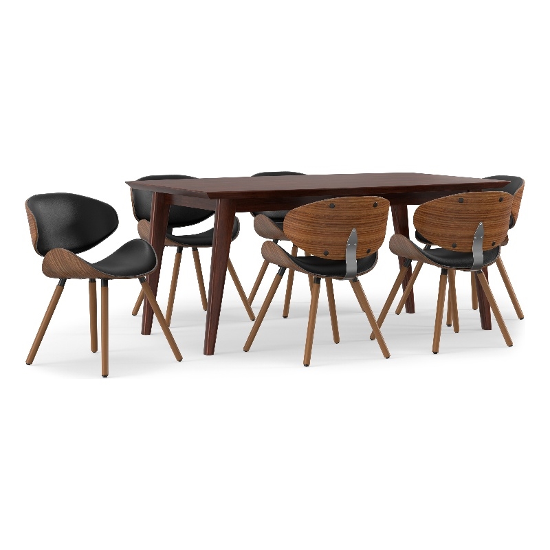 Marana/Draper Modern 7Pc Dining Set with 6Chairs in Black Faux Leather&66