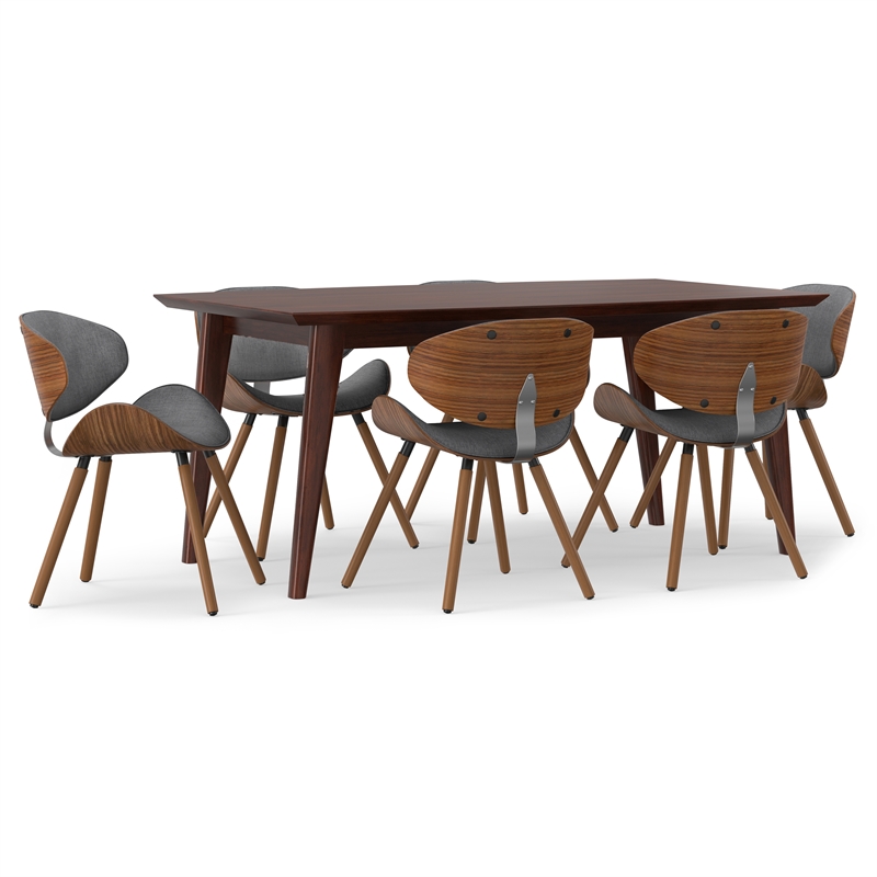 Marana/Draper Modern 7Pc Dining Set with 6Chairs in Gray Faux Leather&66