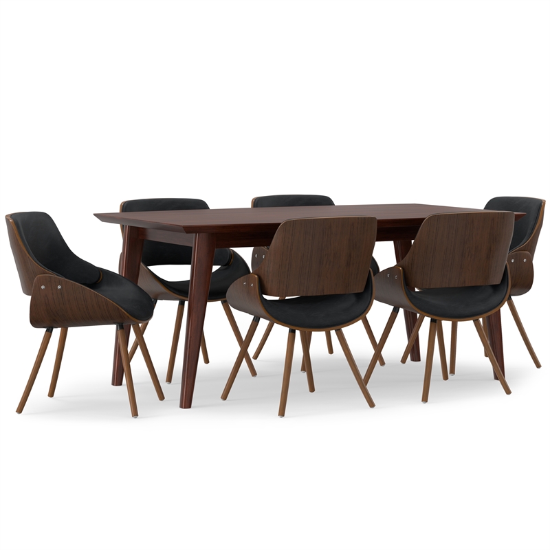 Malden/Draper Modern 7Pc Dining Set with 6Chairs in Black Faux Leather&66