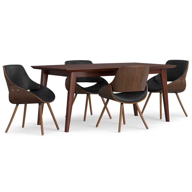 Malden / Draper Modern 5 Pc Dining Set with Bench&4 Chairs in Black& 66