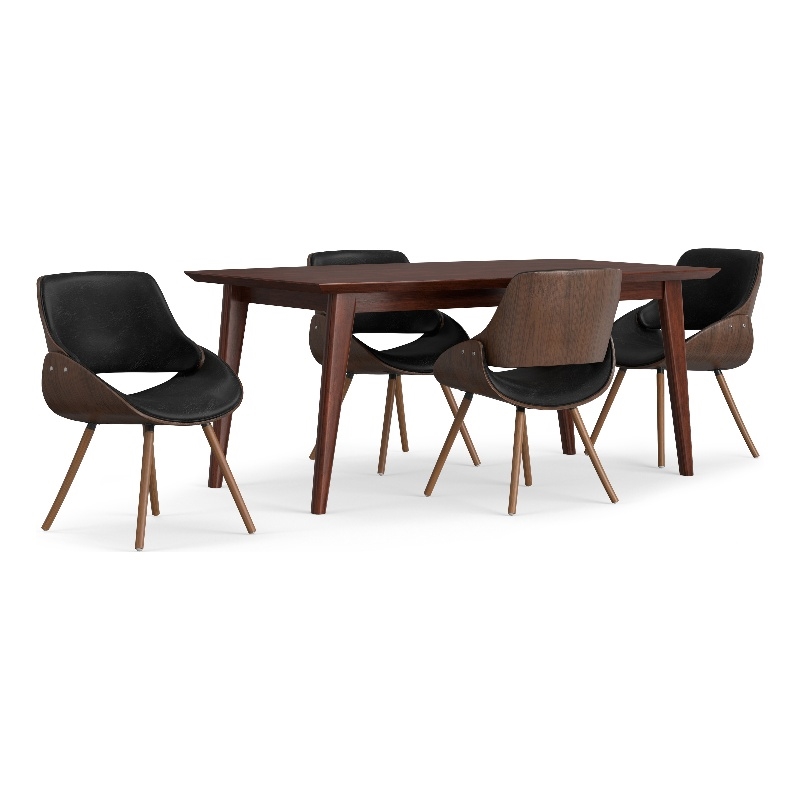 Malden / Draper Modern 5 Pc Dining Set with Bench&4 Chairs in Black& 66