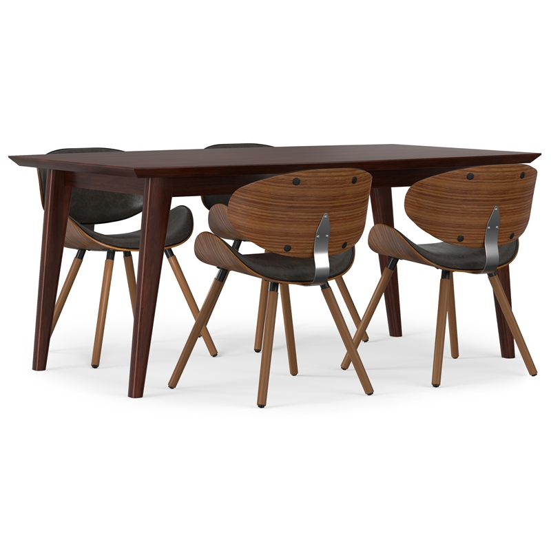Marana/Draper Modern 5Pc Dining Set with 4Chairs in Brown Faux Leather&66