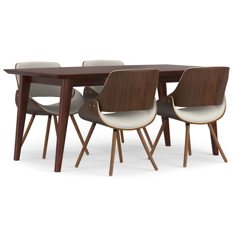 Malden/Draper Modern 5 Pc Dining Set with Bench & 4 Chairs in Cream & 66