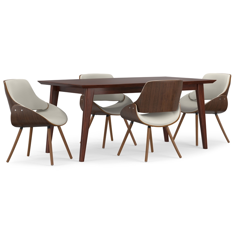 Malden/Draper Modern 5 Pc Dining Set with Bench & 4 Chairs in Cream & 66