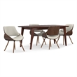 Malden/Draper Modern 5 Pc Dining Set with Bench & 4 Chairs in Cream & 66