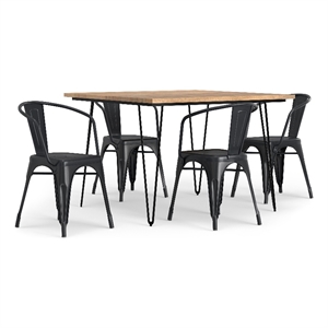 Larkin/Hunter WOOD & Metal 42&quotWD 5 Pc Dining Set with 4Chairs in Black & Silver