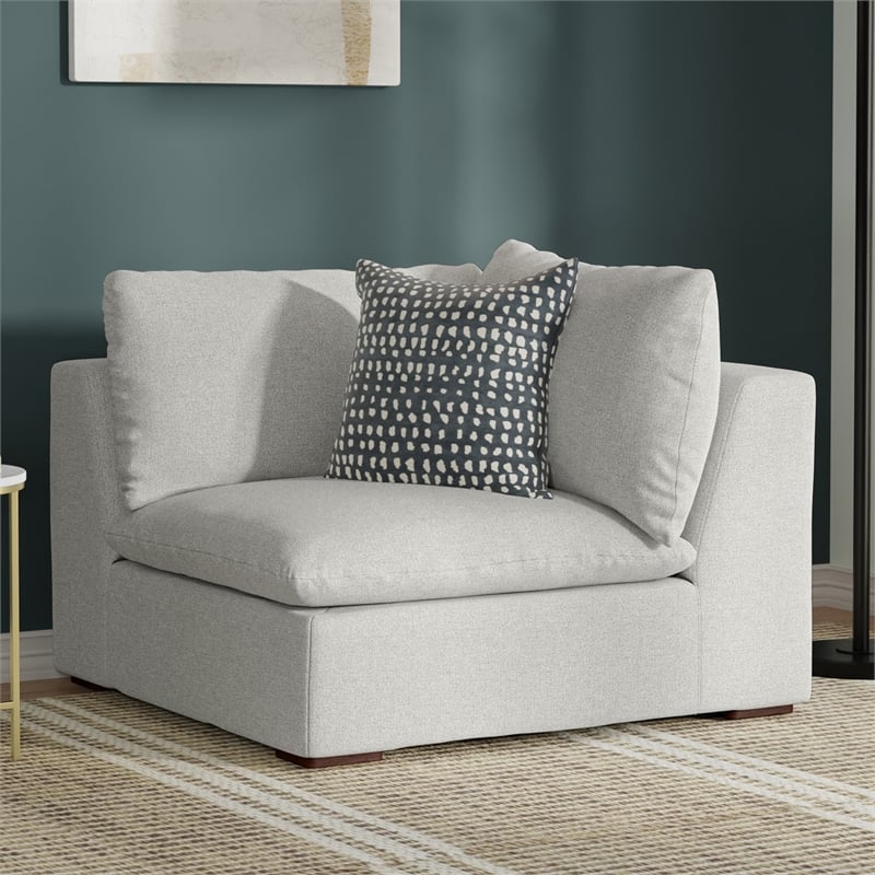 Simpli Home Ava Corner Sectional in Tightly Woven off white Performance Fabric