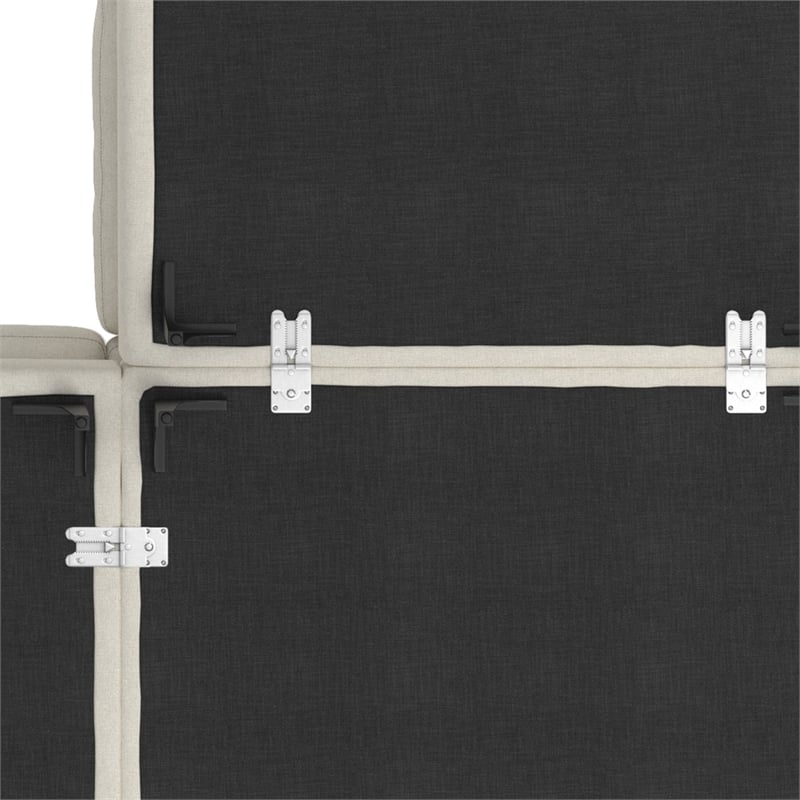 Simpli Home Ava Corner Sectional in Tightly Woven off white Performance Fabric