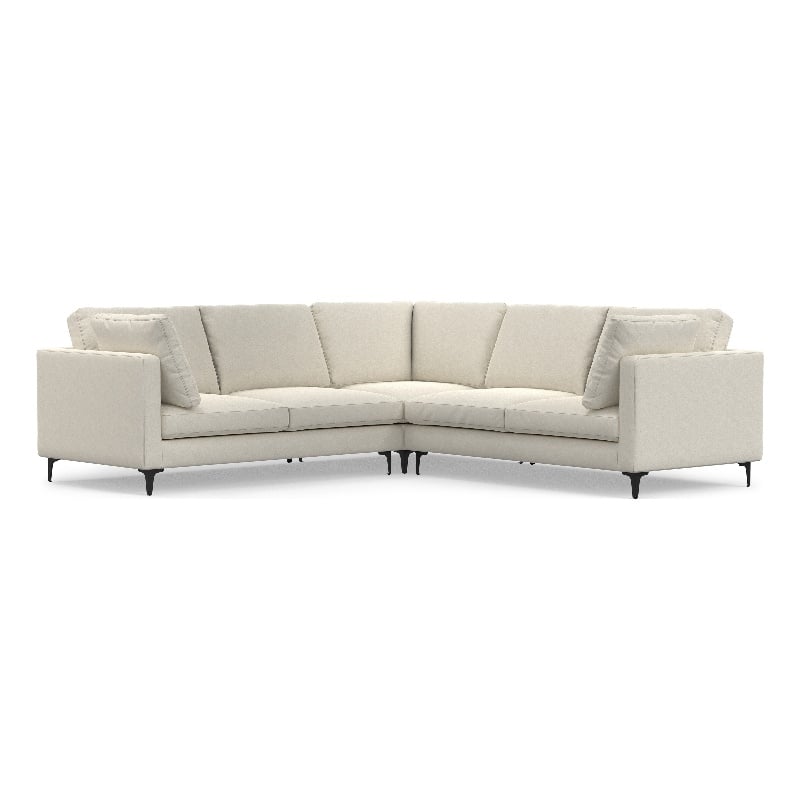 Simpli Home Ava Corner Sectional in Tightly Woven off white Performance Fabric