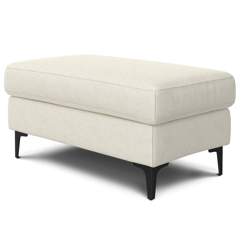 Ava Ottoman in Tightly Woven Performance off white Fabric