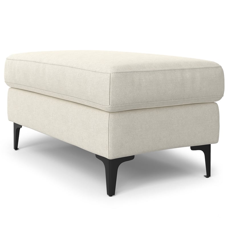 Ava Ottoman in Tightly Woven Performance off white Fabric