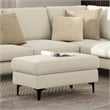Ava Ottoman in Tightly Woven Performance off white Fabric