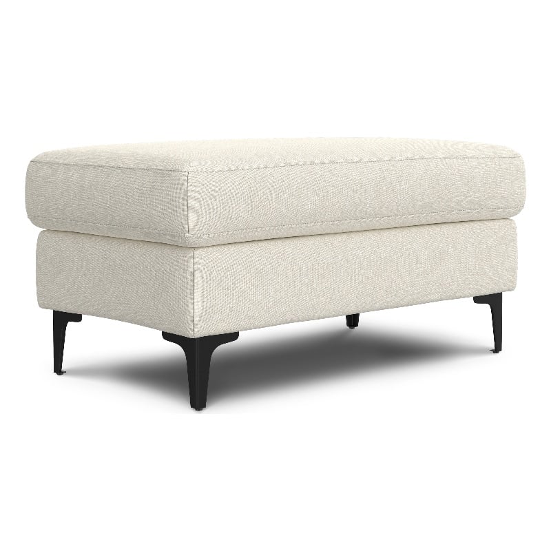 Ava Ottoman in Tightly Woven Performance off white Fabric