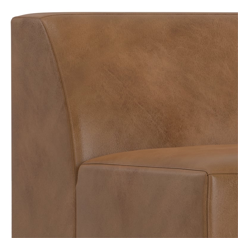 Simpli Home Rex Center Armless Sofa Module in Genuine Leather