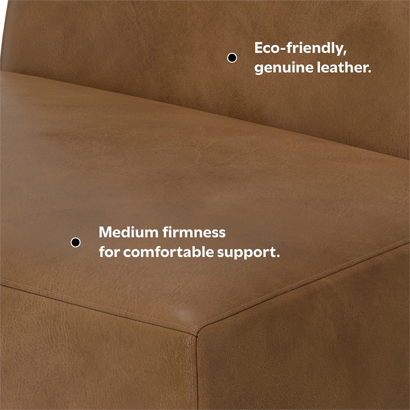 Simpli Home Rex Center Armless Sofa Module in Genuine Leather