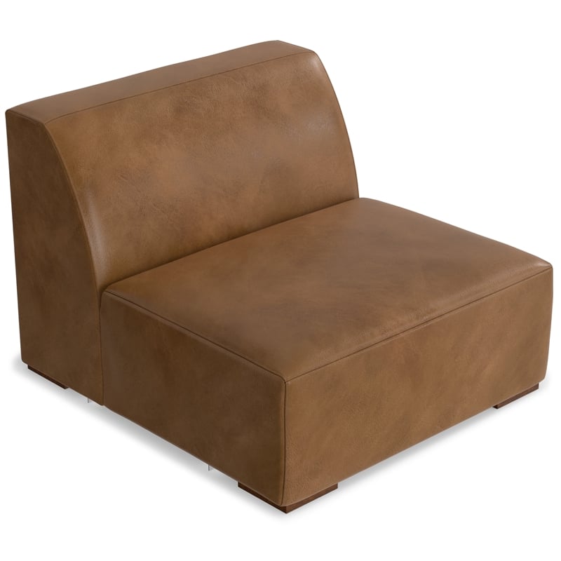 Simpli Home Rex Center Armless Sofa Module in Genuine Leather