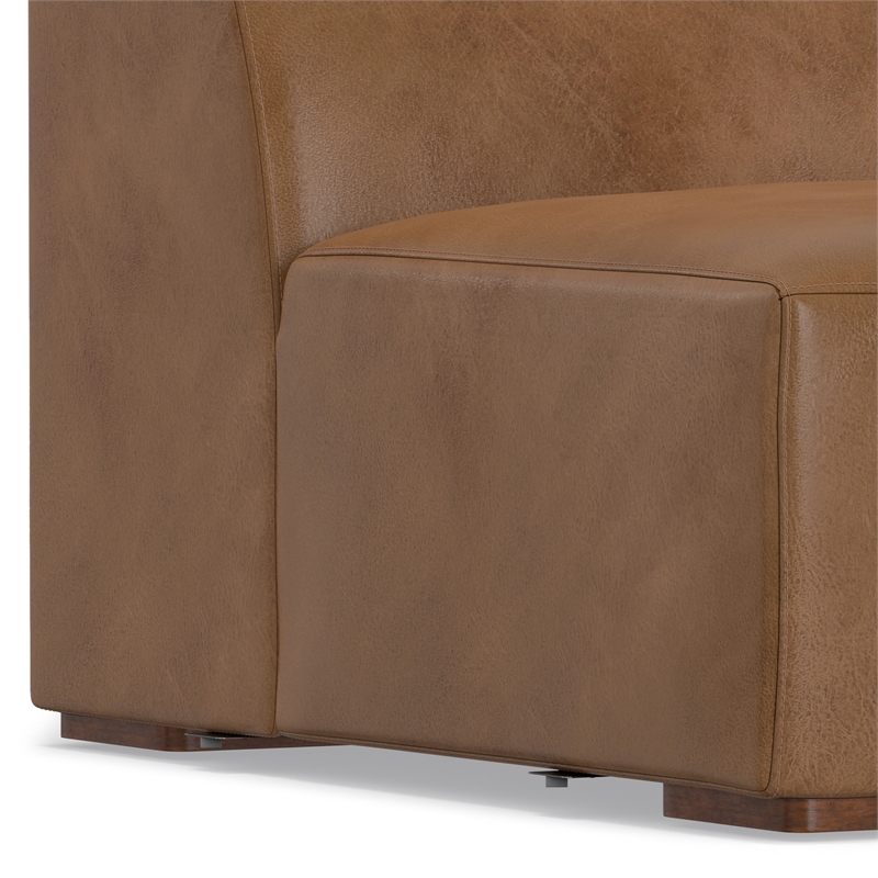 Simpli Home Rex Center Armless Sofa Module in Genuine Leather