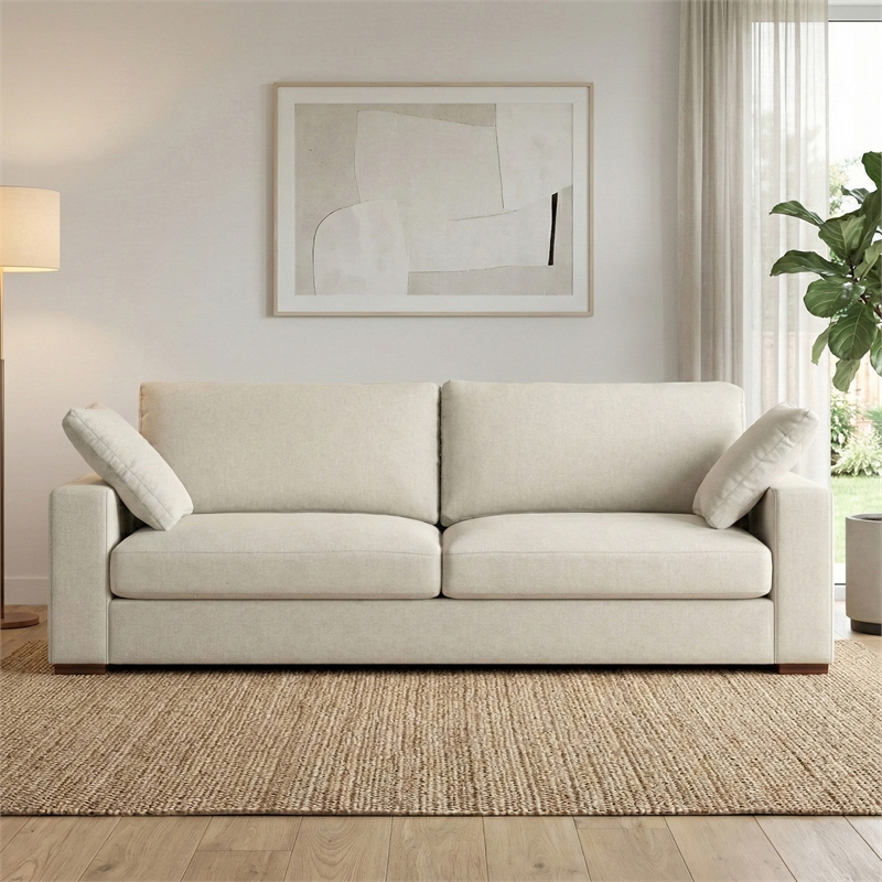 Charlie 96-inch Sofa in Tightly Woven off white Performance Fabric