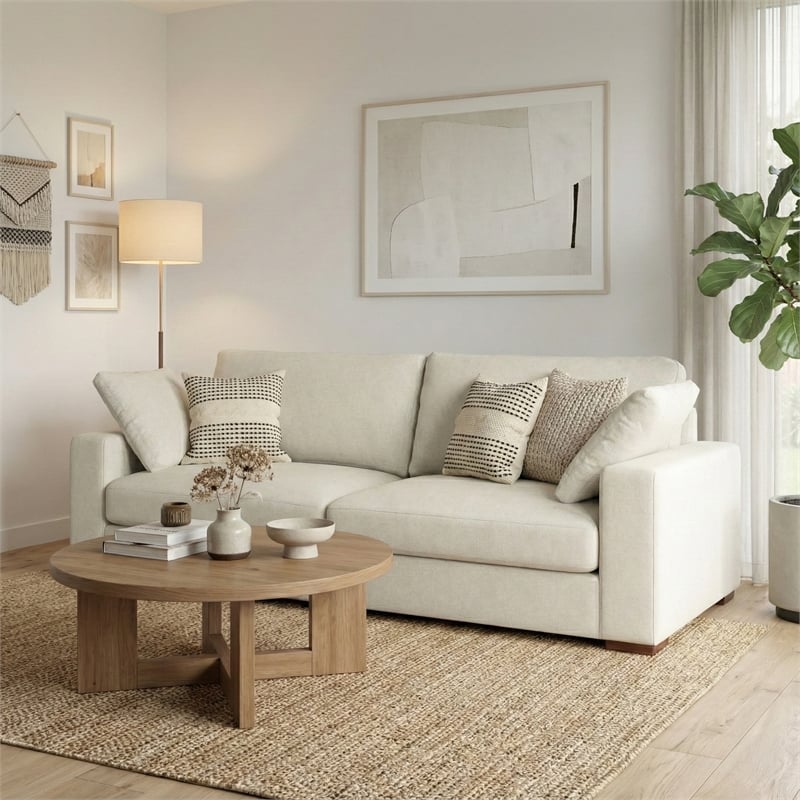 Charlie 96-inch Sofa in Tightly Woven off white Performance Fabric