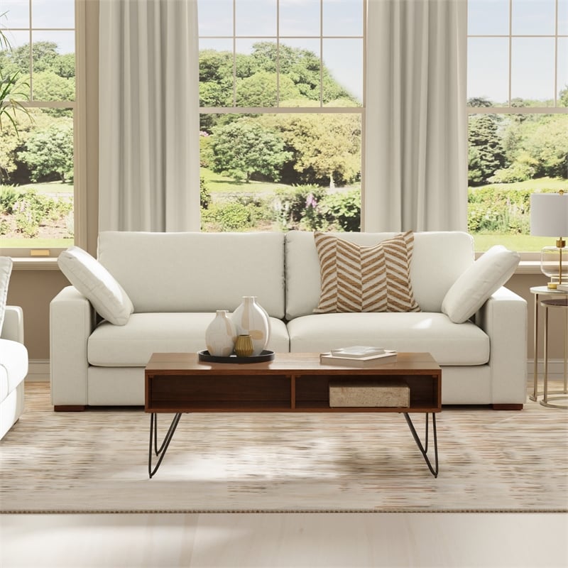 Charlie 96-inch Sofa in Tightly Woven off white Performance Fabric