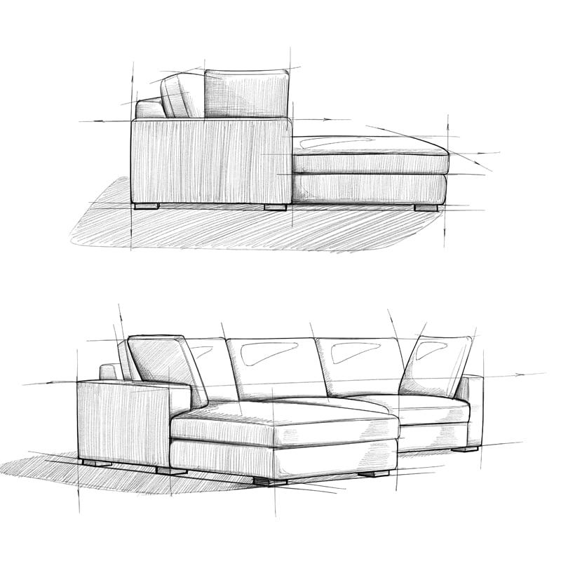 Simpli Home Charlie Left-Facing Sectional in Tightly Woven Performance Fabric