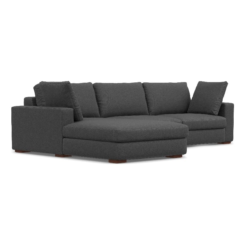 Simpli Home Charlie Left-Facing Sectional in Tightly Woven Performance Fabric