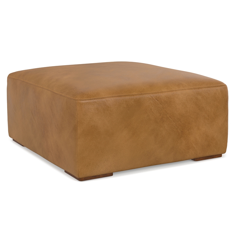 Rex Ottoman in Brown Genuine Leather
