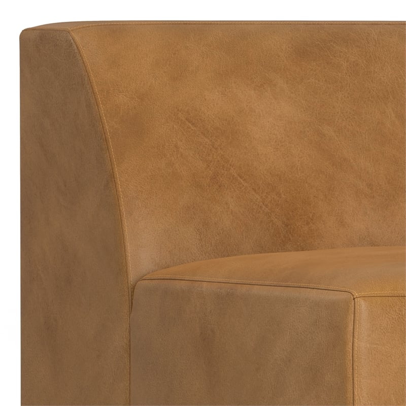 Simpli Home Rex Center Armless Sofa Module in Genuine Leather
