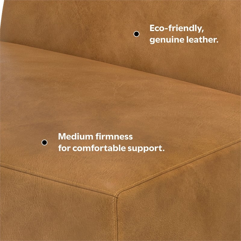 Simpli Home Rex Center Armless Sofa Module in Genuine Leather