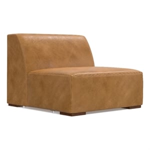 Simpli Home Rex Center Armless Sofa Module in Genuine Leather