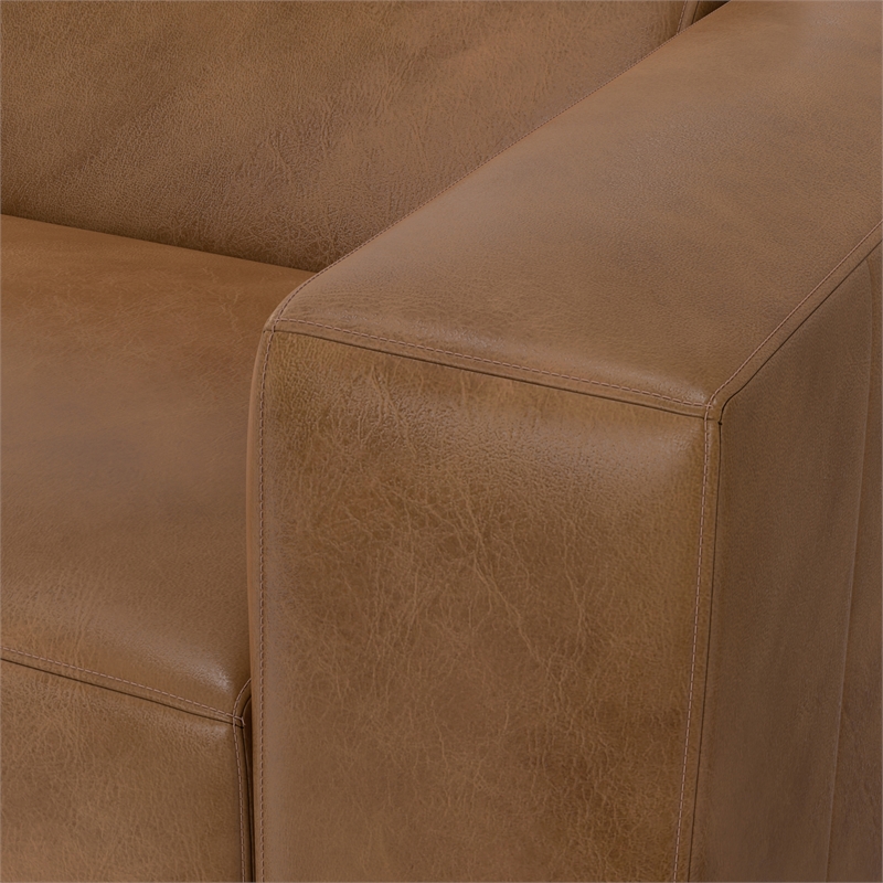 Simpli Home Rex Right-Arm Sofa Module in Genuine Leather