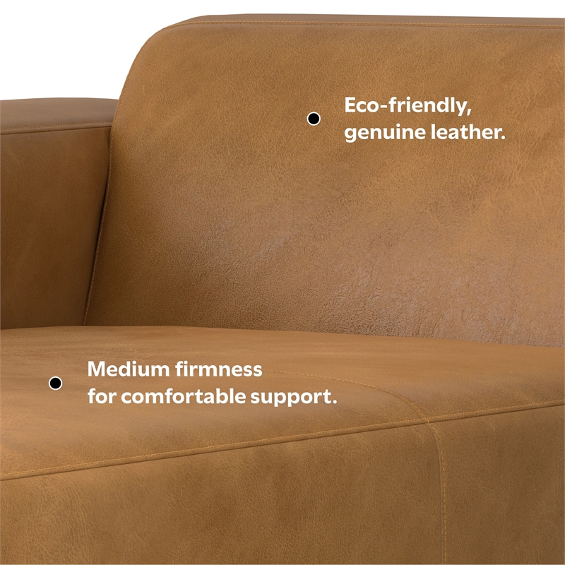 Simpli Home Rex Left Chaise Sofa Module in Genuine Leather