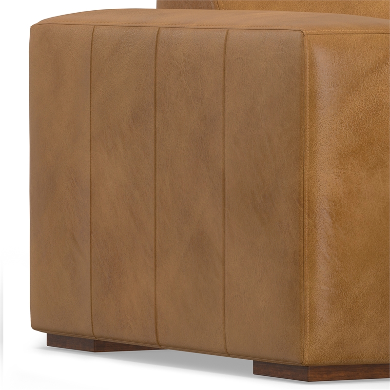 Simpli Home Rex Left Chaise Sofa Module in Genuine Leather