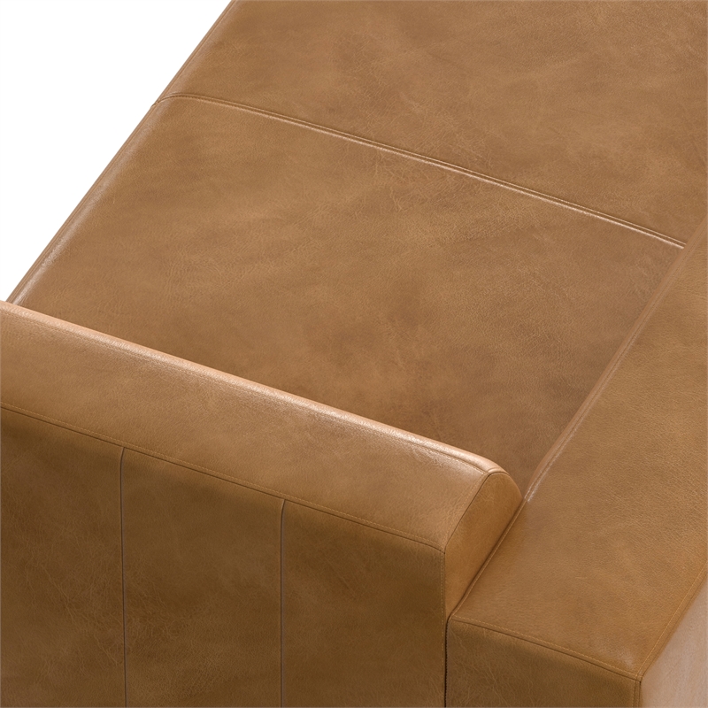 Simpli Home Rex Left Chaise Sofa Module in Genuine Leather