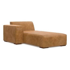 Simpli Home Rex Left Chaise Sofa Module in Genuine Leather